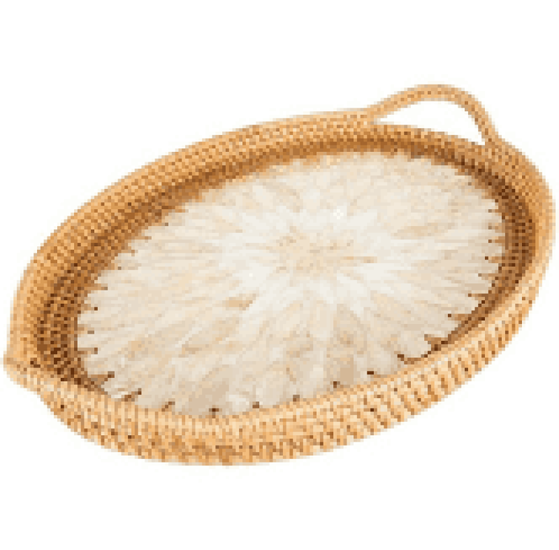 BANDEJA DECORATIVA RATTAN E MADREPEROLA 40X25X4CM WOLFF