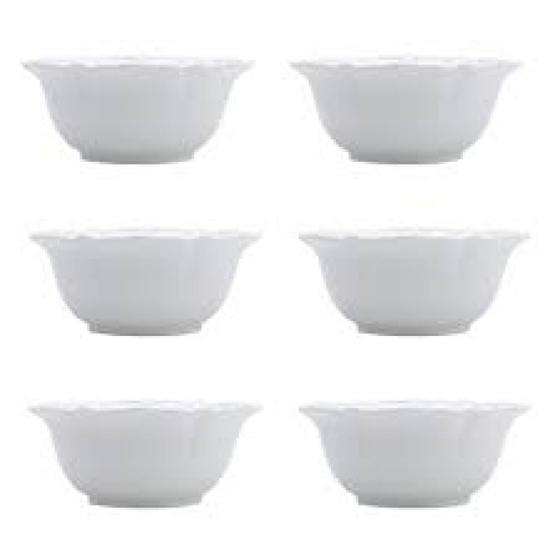CONJUNTO 6 BOWLS BRANCOS DE PORCELANA WOLFF FANCY BRANCO