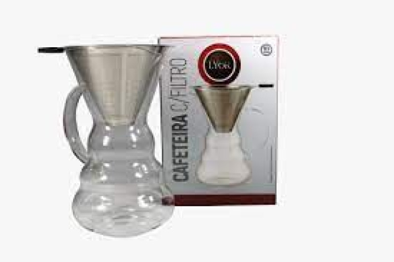Cafeteira de Vidro Borossilicato Com filtro em Inox Reutilizável LYOR