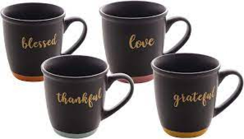 CONJUNTO  4 CANECAS CERÂMICA PRETO MATT 240ml WOLFF