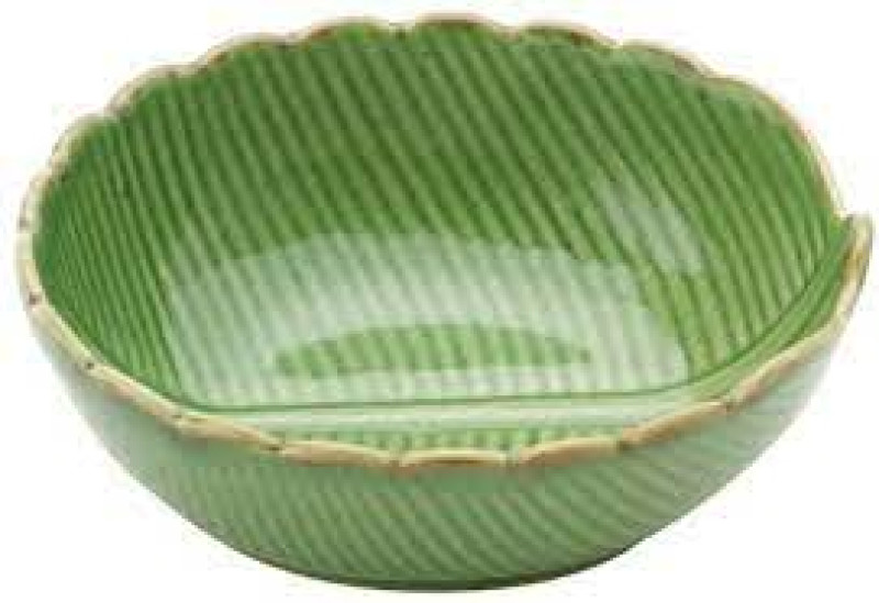 CENTRO DE MESA DECORATIVO CERÂMICA BANANA LEAF VERDE FOLHA