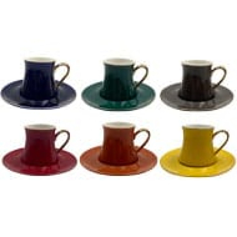 Jogo de 12 peças para chá em new bone china 200ml colorido