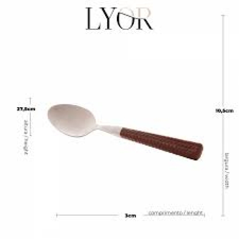 Conjunto 6 Colheres em Aço Inox e Cabo Rattan  - Lyor