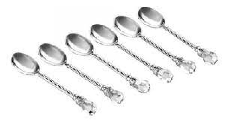 Conjunto 6 colheres café Zamac Niquelado Crystal 11cm Lyor