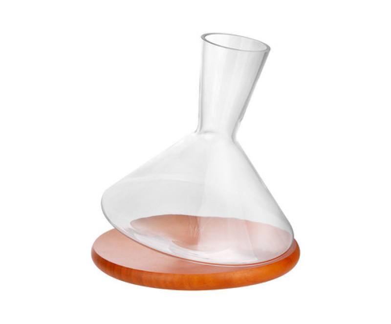 Decanter em Cristal com Base de Madeira 2.3L - Fracalanza