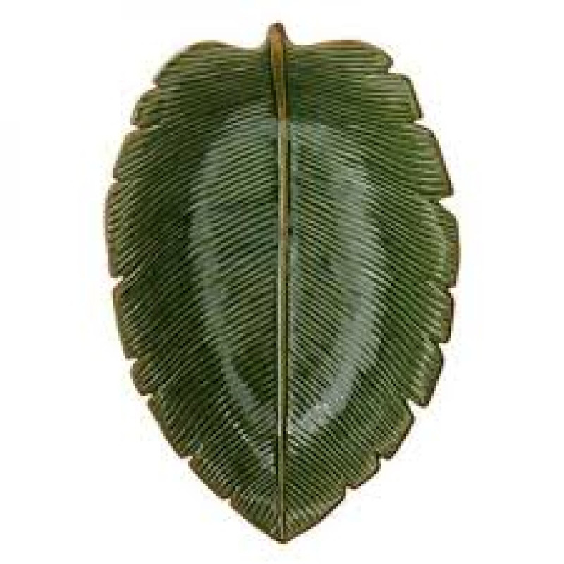 Folha Decorativa de Cerâmica Banana Leaf Verde 23,5x22x6,5cm