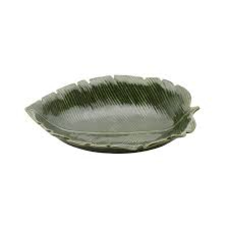 Folha Decorativa De Ceramica Banana Leaf Verde 30 X 20,5 Cm