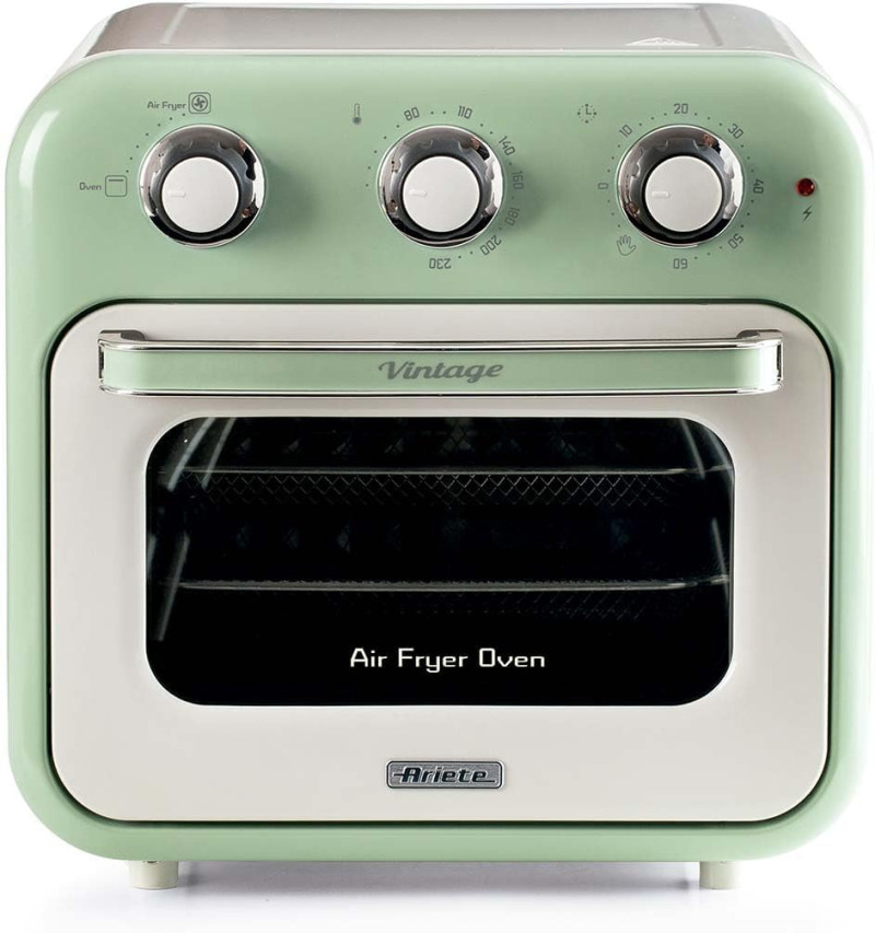  Ariete 4632, Fritadeira 2 em 1, Air Fryer e Forno Elétrico Vintage Verde, Capacidade de 16 Litros, 1400 Wats, Porta Transparente - 127V