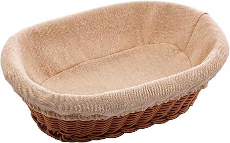 LYOR - Cesta Oval de Rattan Plástico com Forro em Tecido 