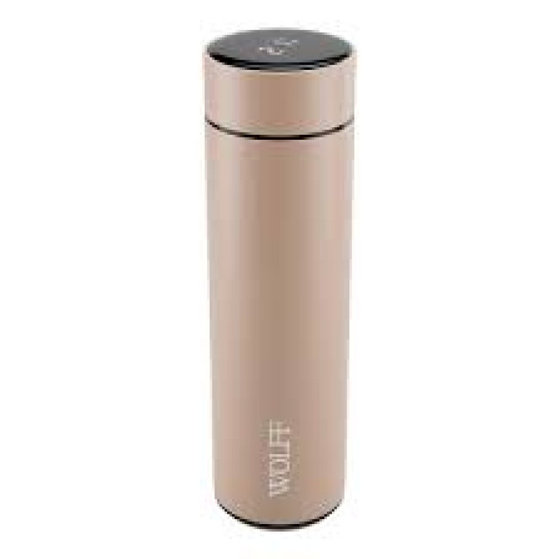 GARRAFA TÉRMICA AÇO INOX NUDE COM TERMOMETRO EM LED 500ML WOLFF