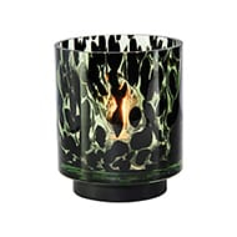Luminária em vidro com base de metal e led D12 x A14,2cm, cor preto