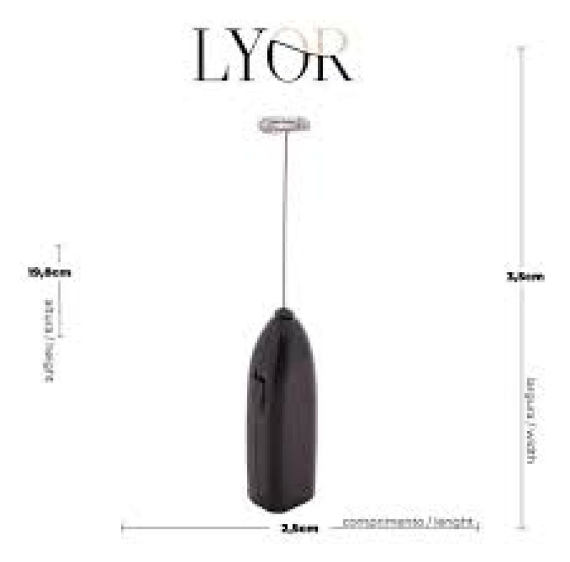 MINI MIXER ELÉTRICO PARA BEBIDAS DE INOX E PLÁSTICO - LYOR