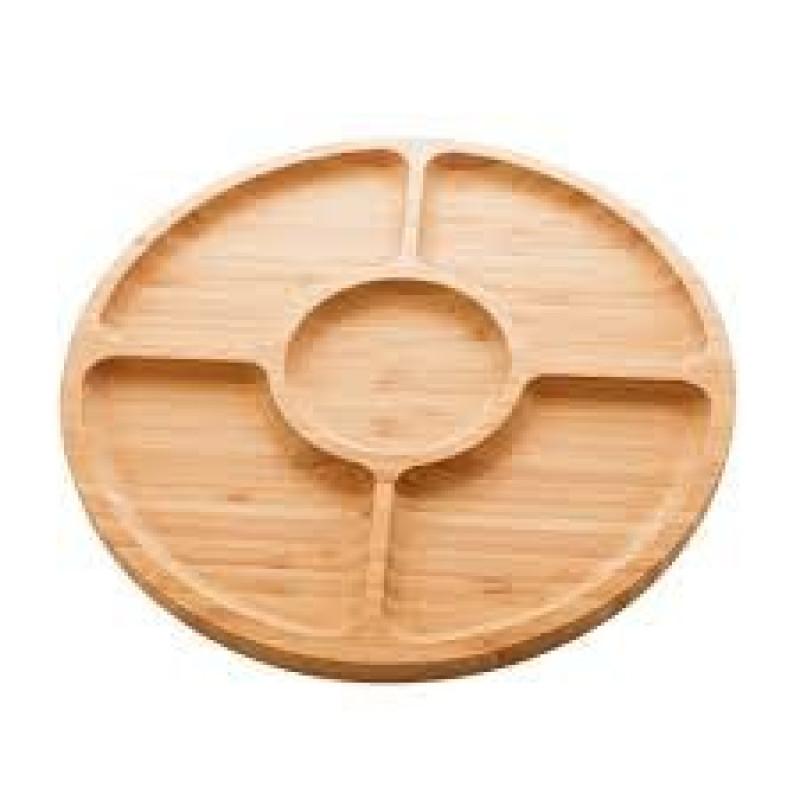 Petisqueira Com 5 Divisórias De Bambu  Lyor