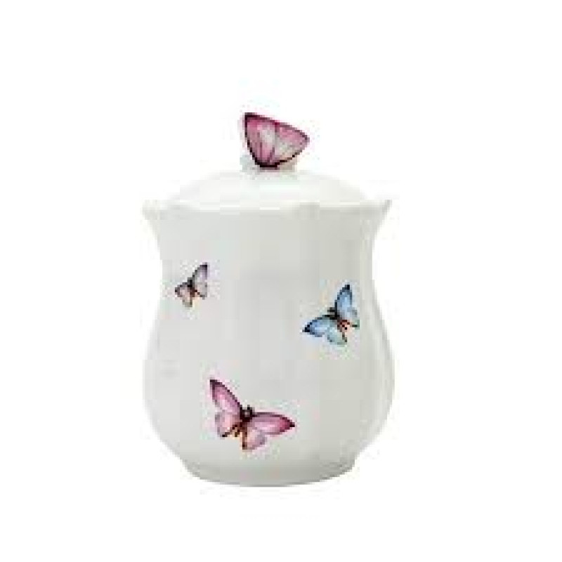 Pote Em Porcelana Com Tampa De Borboletas Wolff 350ml