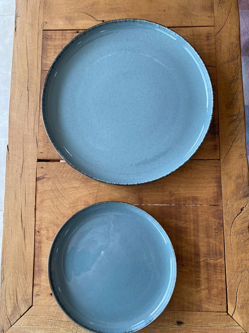 JOGO 6 PRATOS SOBREMESA DE PORCELANA REACTIVE AZUL 19 CM WOLFF