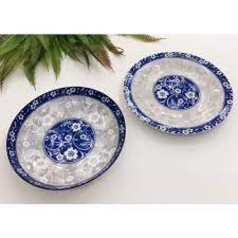 JOGO 6 Pratos de Sobremesa Blue Garden Azul Porcelana LYOR