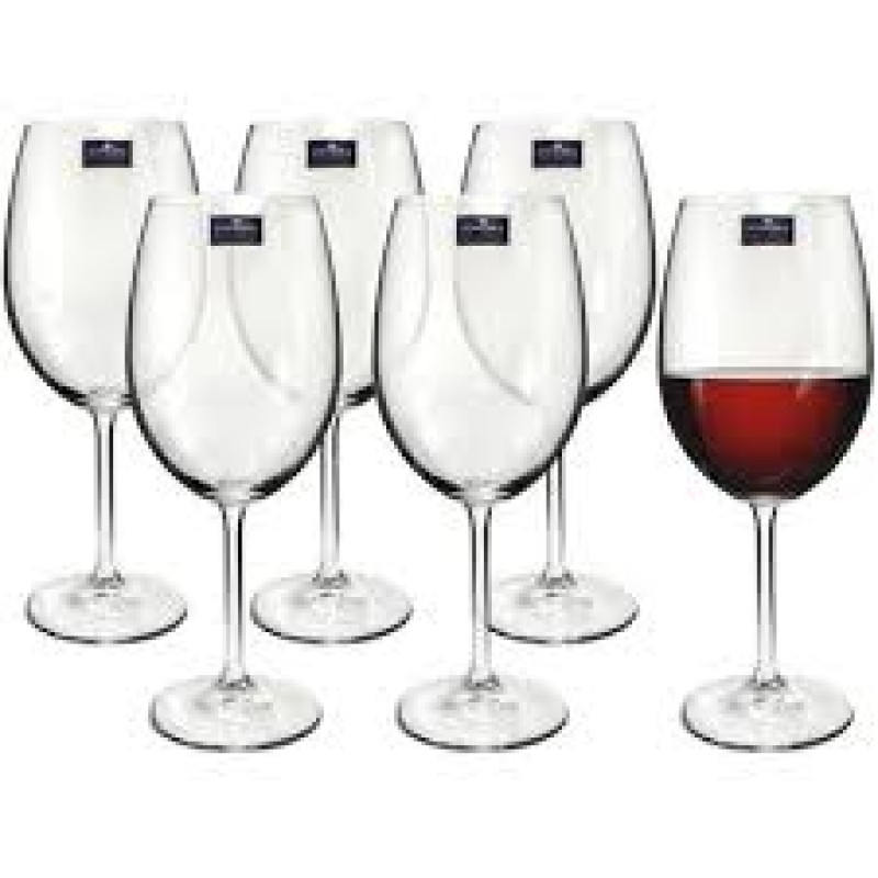 JOGO DE TAÇAS PARA VINHO CRISTAL BOHEMIA  ANNA 580ML 6 PEÇAS