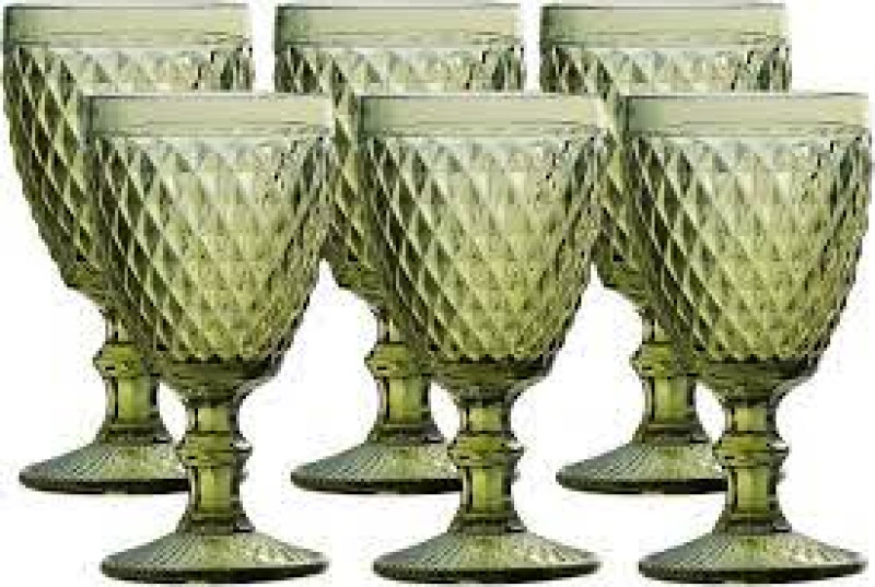 Jogo 06 Taças 325 Ml Água Bico De Abacaxi Verde LYOR