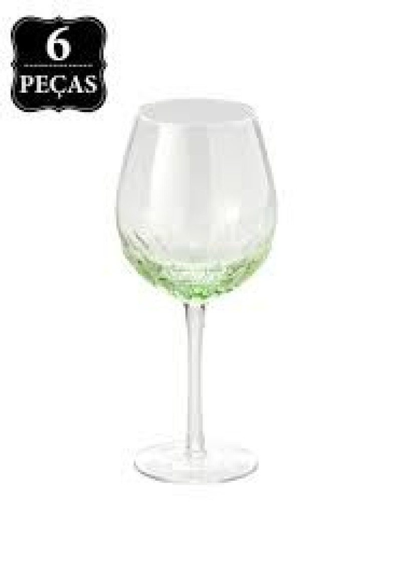 Conjunto 6 Taças de Vidro Craqueladas Para Água VERDE