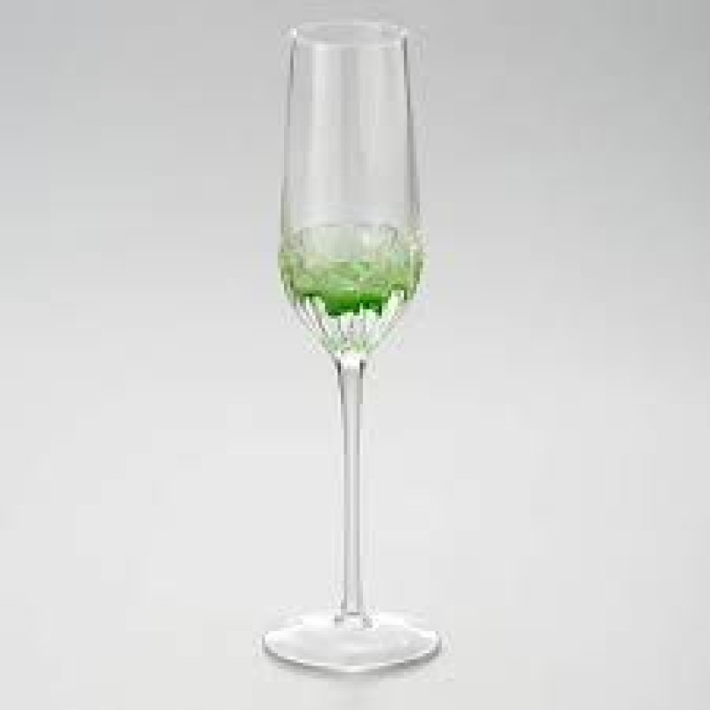 Jogo de 6 Taças Craqueladas para Champagne  VERDE