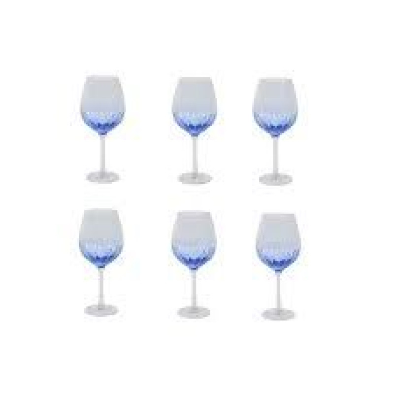 Jogo de Taças para Vinho Tinto Bon Gourmet Craquelada AZUL 360 ml - 6 peças