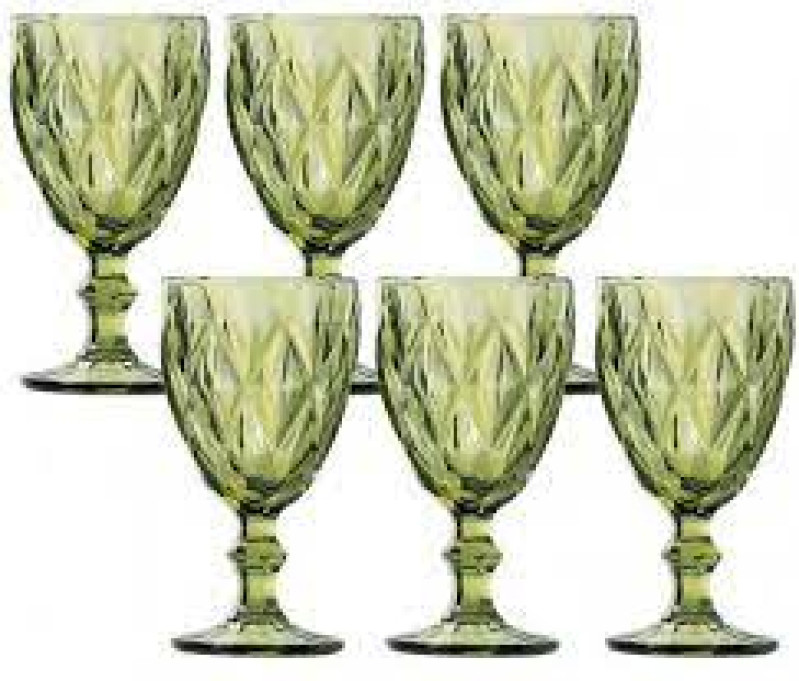 Jogo 06 Taças Água Diamond 325ml Verde lyor