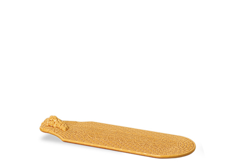 Tábua de queijo comprida mostarda 22,5 cm cerâmica