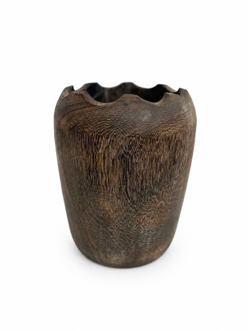 VASO EM  MADEIRA MRE HUBME 25X31 CM