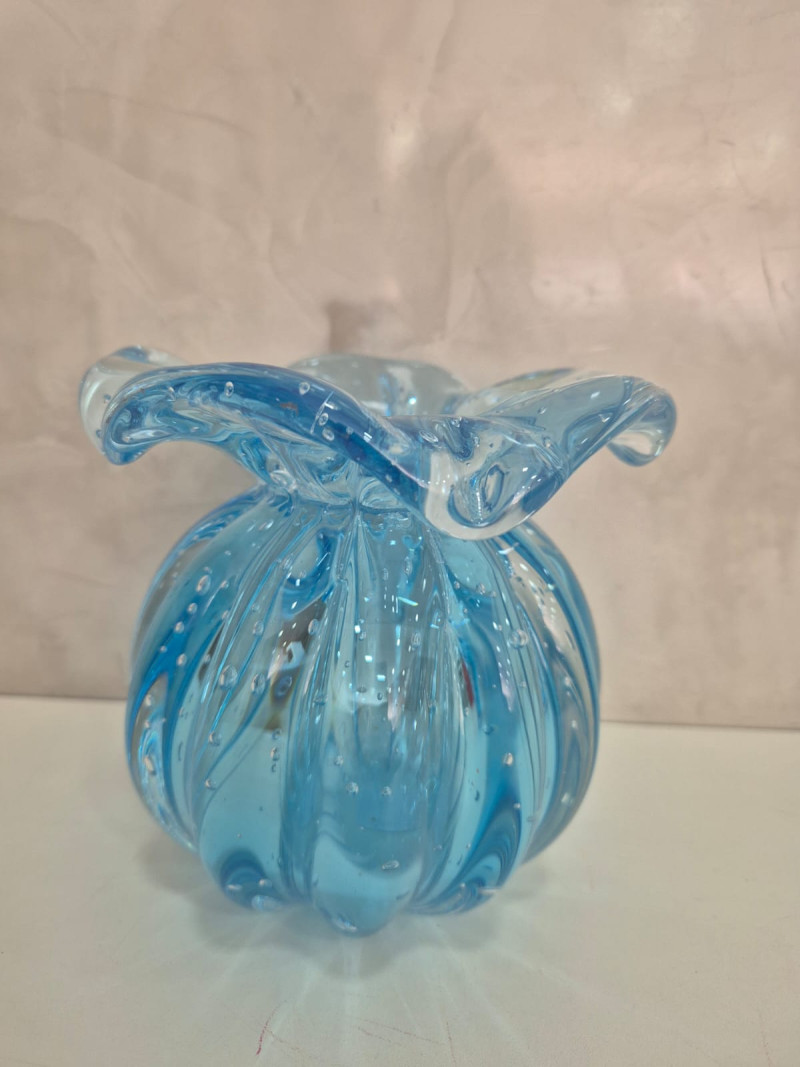 Vaso De Decoração Em Murano Trouxinha Love Aquamarine M