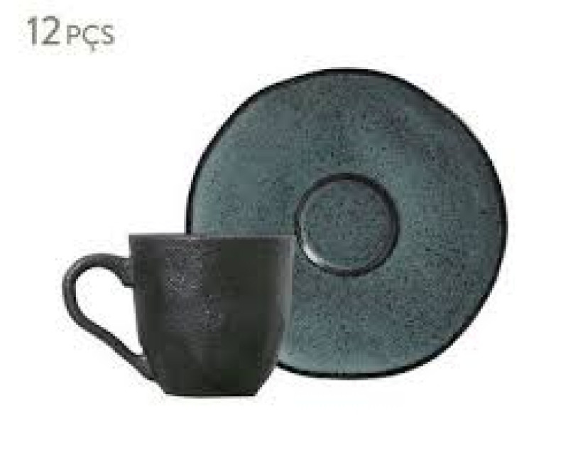 Jogo 6 Xícara Café C/ Pires Organico Petroleum - Porto Brasil