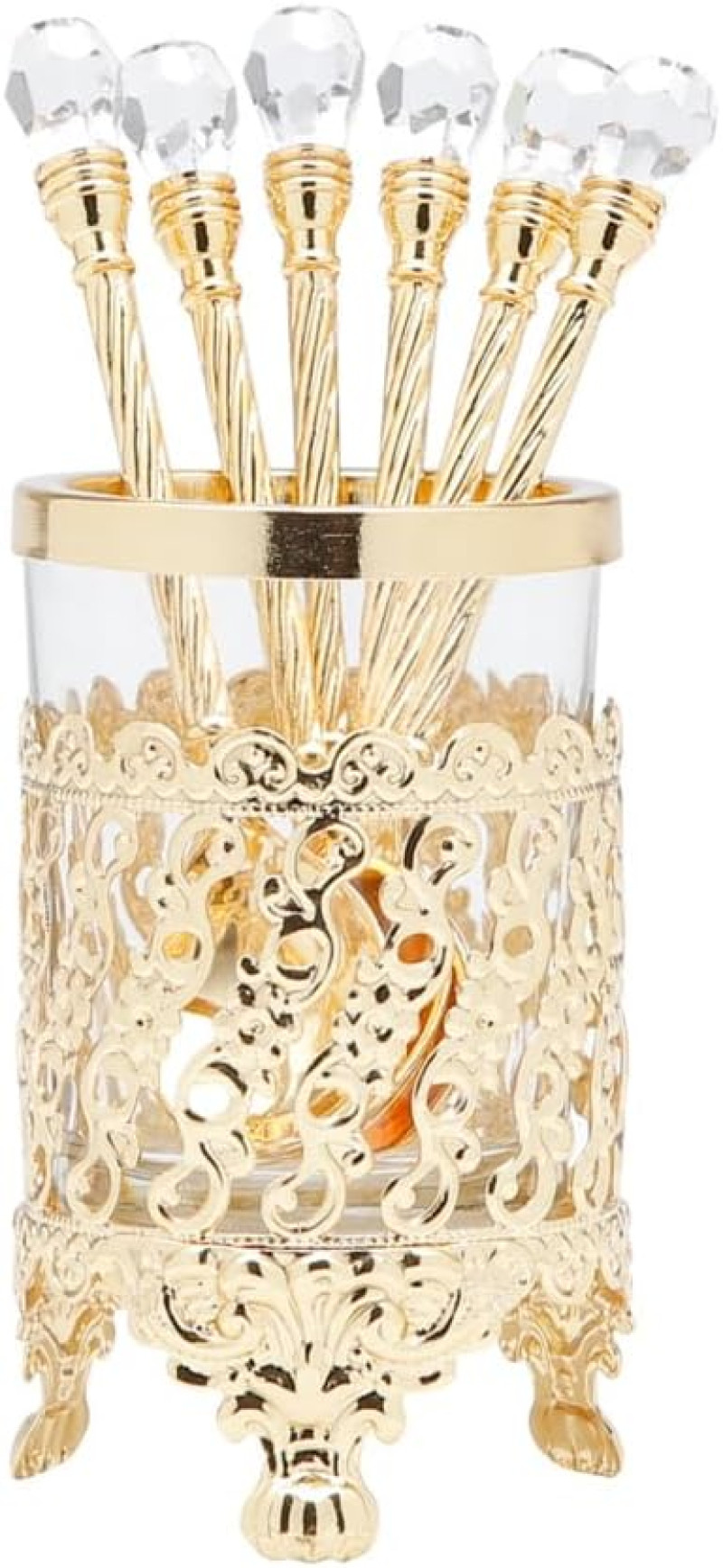 WOLFF - Conjunto 6 Colheres de Zamac com Suporte Dourada 