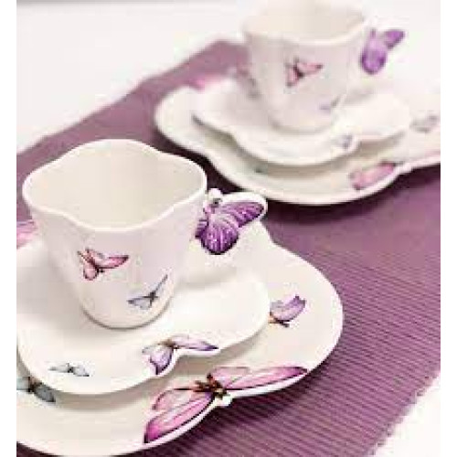 JOGO COM 6  XICARAS de Café BORBOLETA WOLFF 100 ml
