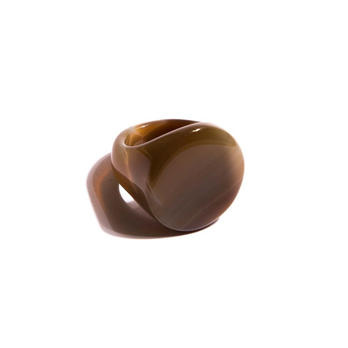 Anel redondo Glória de pedra natural Ágata caramelo 22