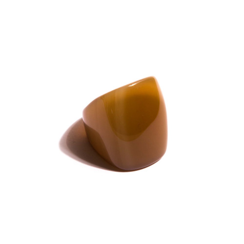 Anelão quadrado Glaucia pedra natural Ágata CARAMELO