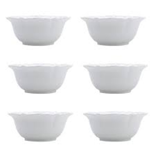 CONJUNTO 6 BOWLS BRANCOS DE PORCELANA WOLFF FANCY BRANCO