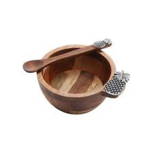 Conjunto Bowl de Acácia e 1 Colher de Pau Abacaxi 