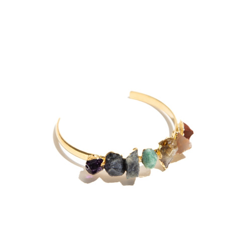 Bracelete Eu Sou Luxuosa Pedras brutas e metais banhados em ouro