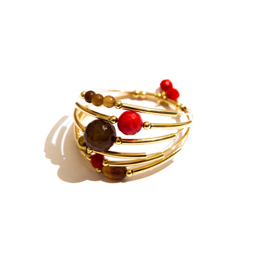 Bracelete Galáxia pedra Ágata marrom Jade rubi Hematita cristais