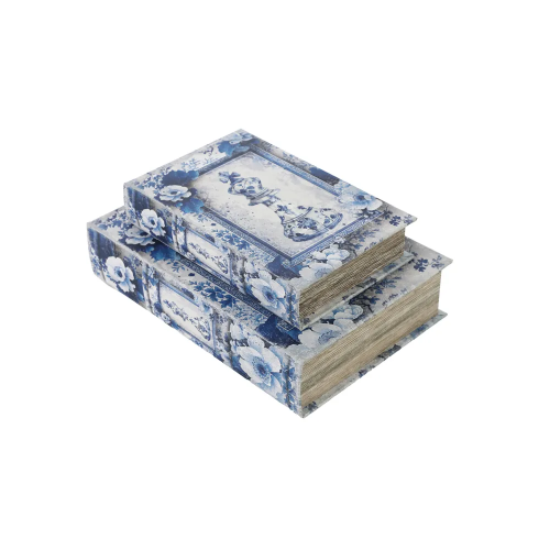 CAIXA LIVRO XADREZ AZUL G 7X21X30CM E P 5X16X24CM JOGO COM DUAS PEÇAS
