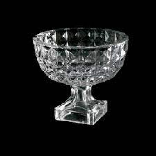 Centro De Mesa Cristal Com Pé Aquamarine 24,5 cm - CLASS HOME