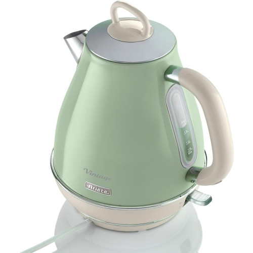  Ariete 2869, Chaleira Eletrica Vintage Verde, Aço Inoxidável, 1.7 L, Desligamento Automático, Base 360º, 1500 Wats - 127V