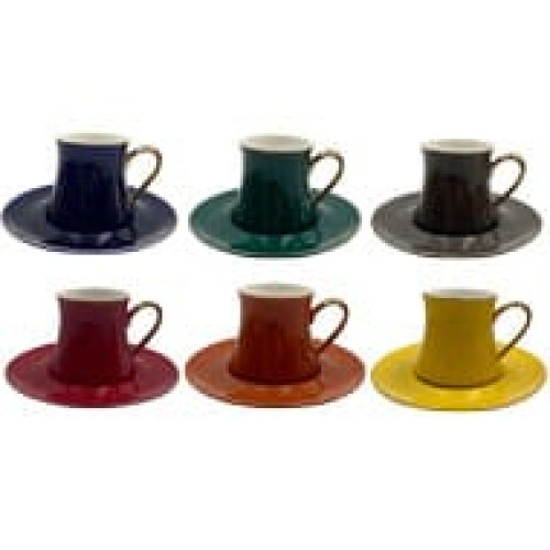 Jogo de 12 peças para chá em new bone china 200ml colorido