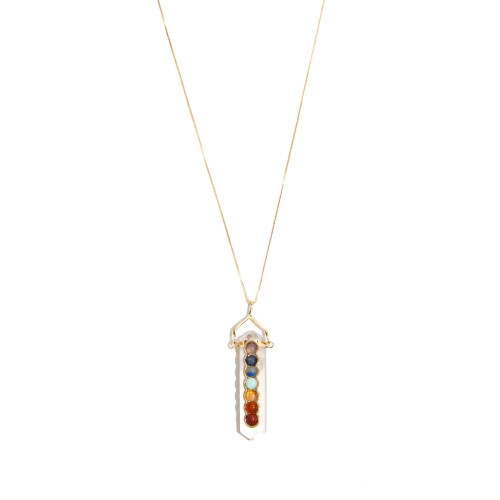 Colar Eu Sou Brilhante pedra Cristal e metais banhados em ouro
