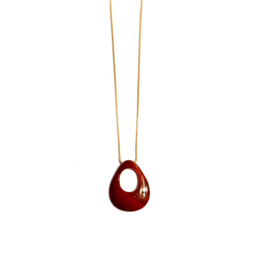 Colar Victoria gota vazada Ágata e fio banhado em ouro