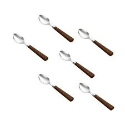 Conjunto com 06 colheres para cha de aço inox com cabo de plastico rattan - LYOR
