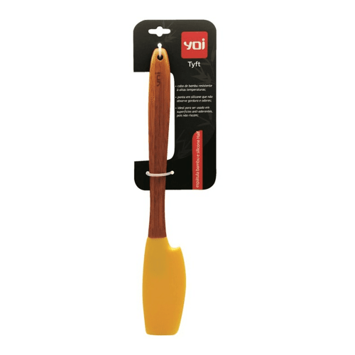 Espátula Half Amarela Bambu E Silicone  - Tyft