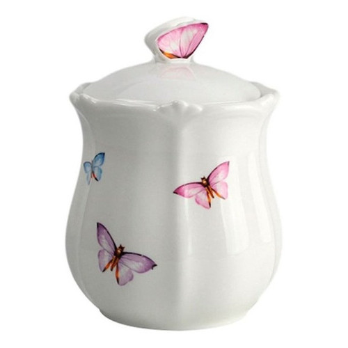 POTE PORCELANA COM TAMPA BORBOLETAS 350 ML WOLFF