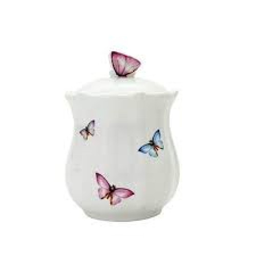Pote Em Porcelana Com Tampa De Borboletas Wolff 350ml
