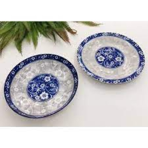 JOGO 6 Pratos de Sobremesa Blue Garden Azul Porcelana LYOR