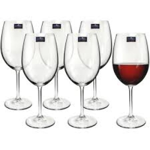 JOGO DE TAÇAS PARA VINHO CRISTAL BOHEMIA  ANNA 580ML 6 PEÇAS